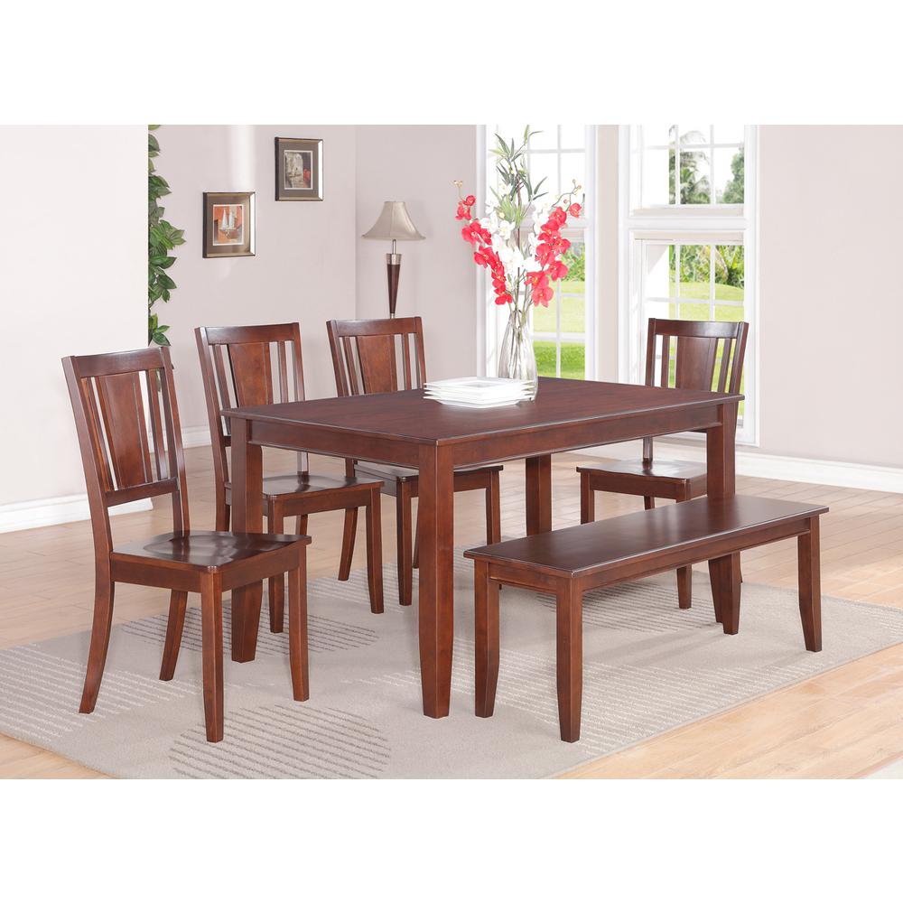 6-Pc  Dining  set  with  bench-Dining  Table  and  4  Dining  Chairs  and  Bench. Picture 1