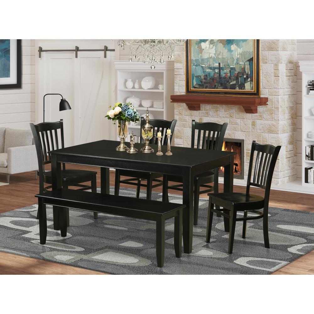6-Pc  Dining  room  set-  Kitchen  Table  and  4  Kitchen  Dining  Chairs  and  Bench. Picture 1