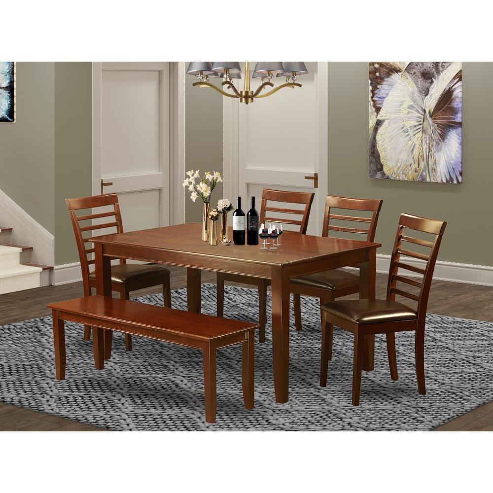 6  Pc  Dining  set  with  bench  -  Dining  Table  with  4  Dining  Chairs  plus  Bench. Picture 1