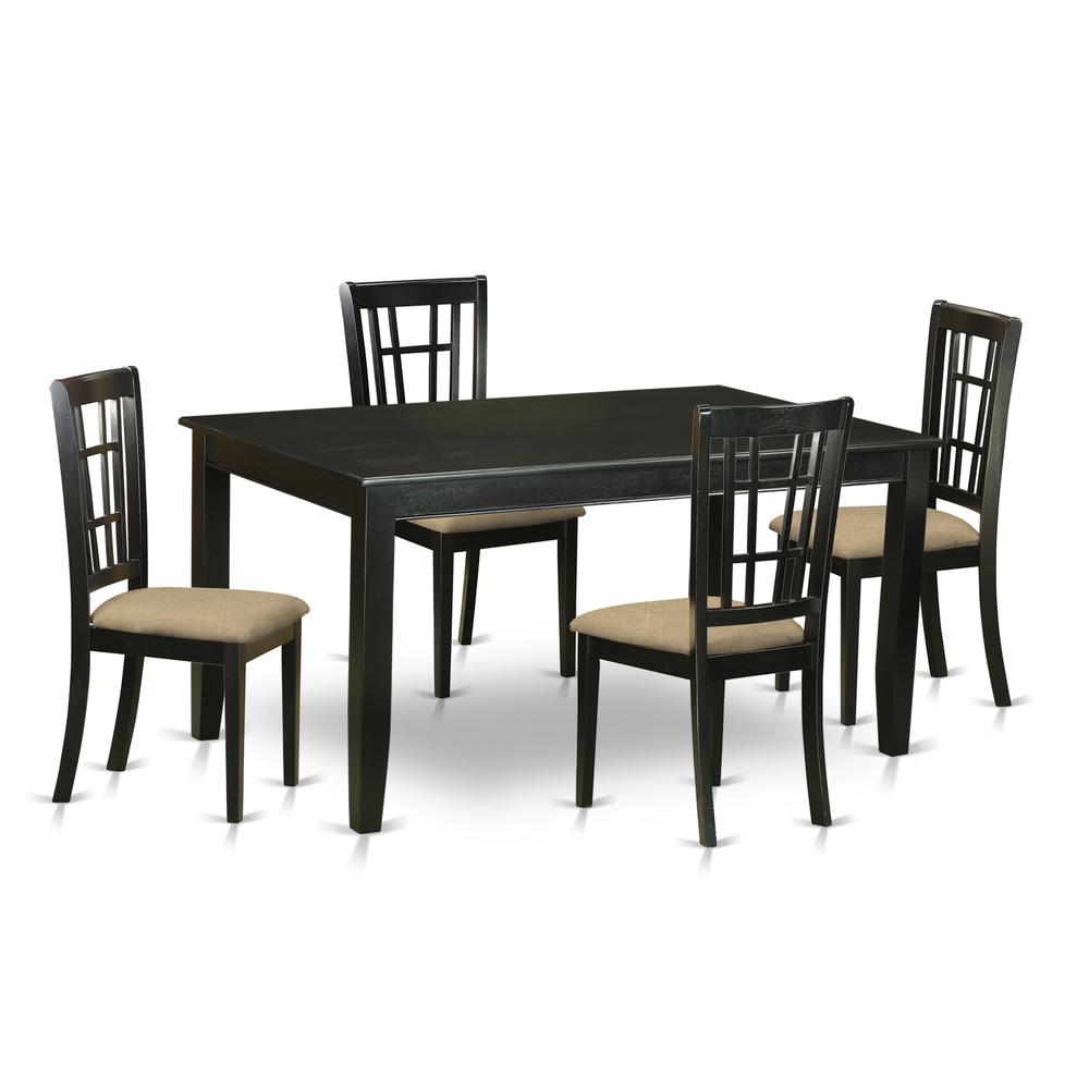 DUNI5-BLK-C 5 Pc dinette set - Kitchen dinette Table and 4 Kitchen Dining Chairs. Picture 1