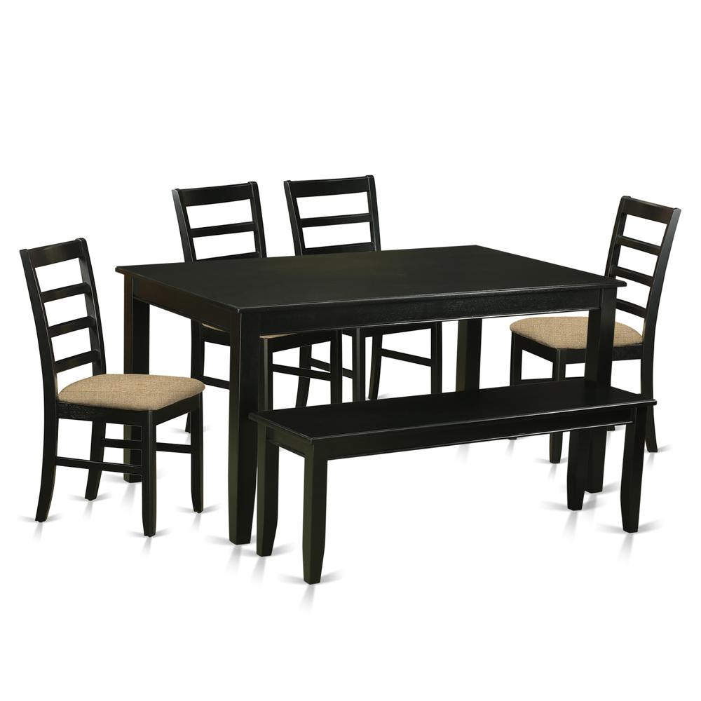 DUPF6-BLK-C 6 PC Dining room set - Dining Table and 4 Dining Chairs and also Bench. The main picture.