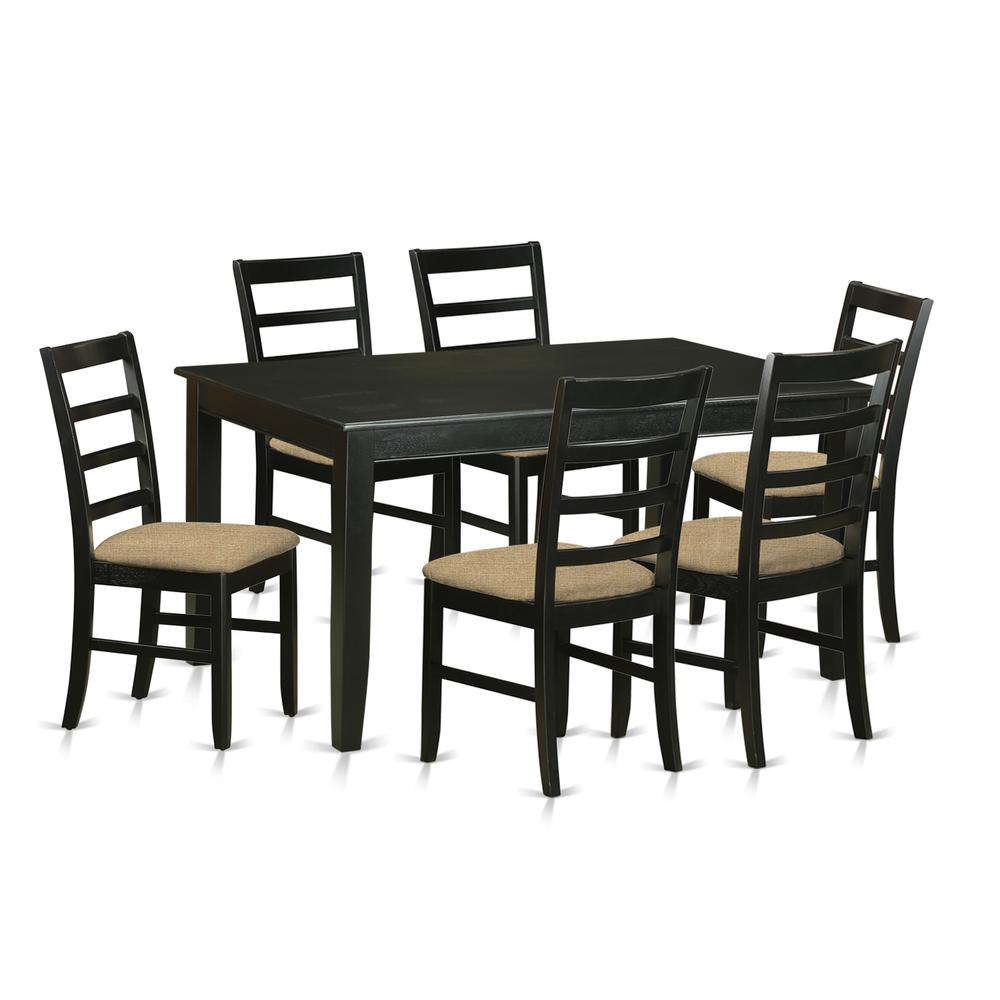 DUPF7-BLK-C 7 PC dinette Table set for 6-Kitchen Table and 6 Dining Chairs. Picture 1
