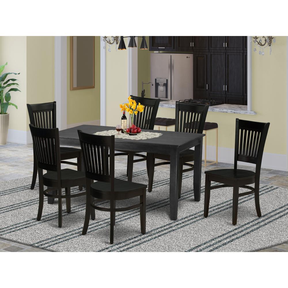 Dining Table- Dining Chairs, DUVA7-BLK-W. Picture 1