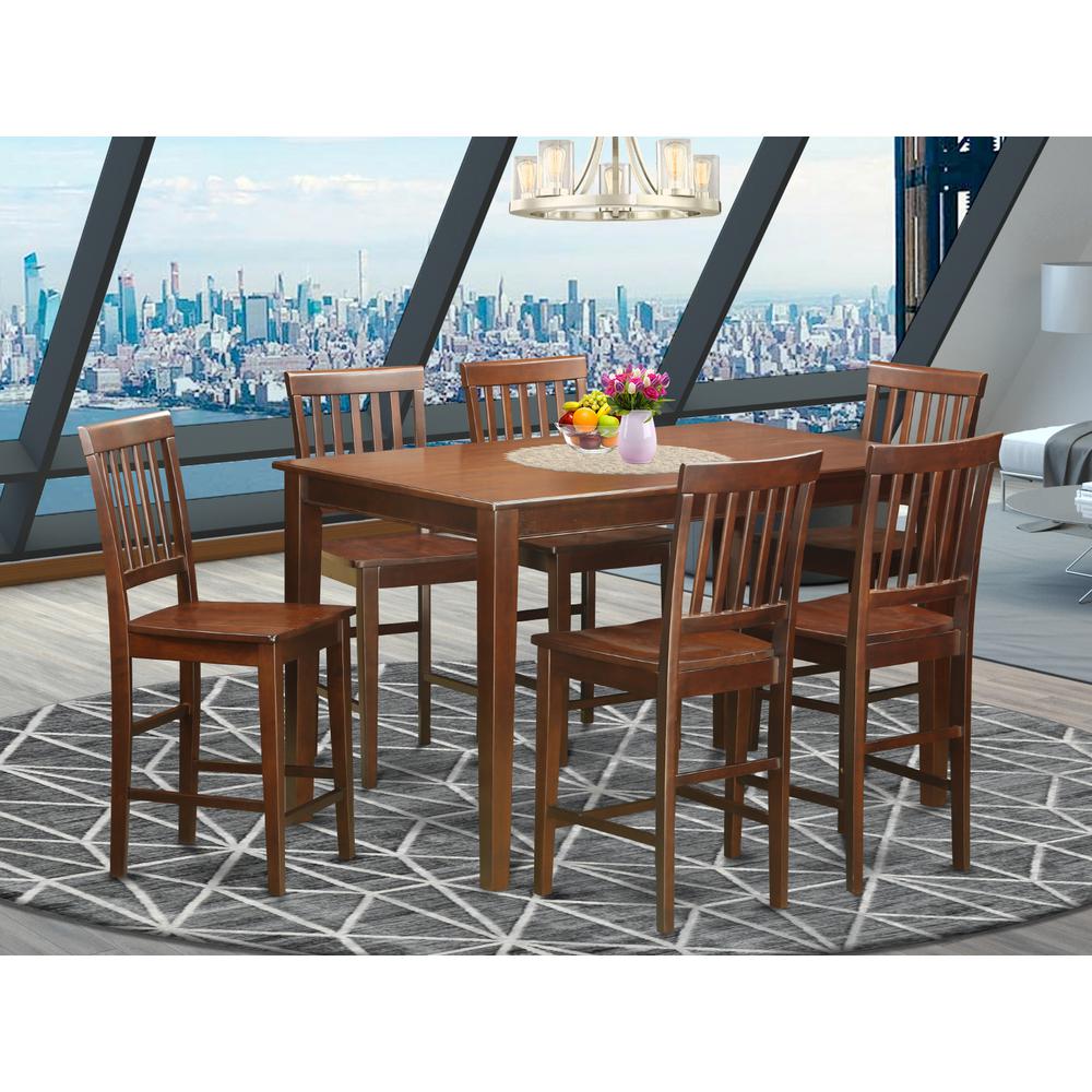 7 Pcs Counter Height Table Set-Pub Table And 6 Bar Stools. Picture 4