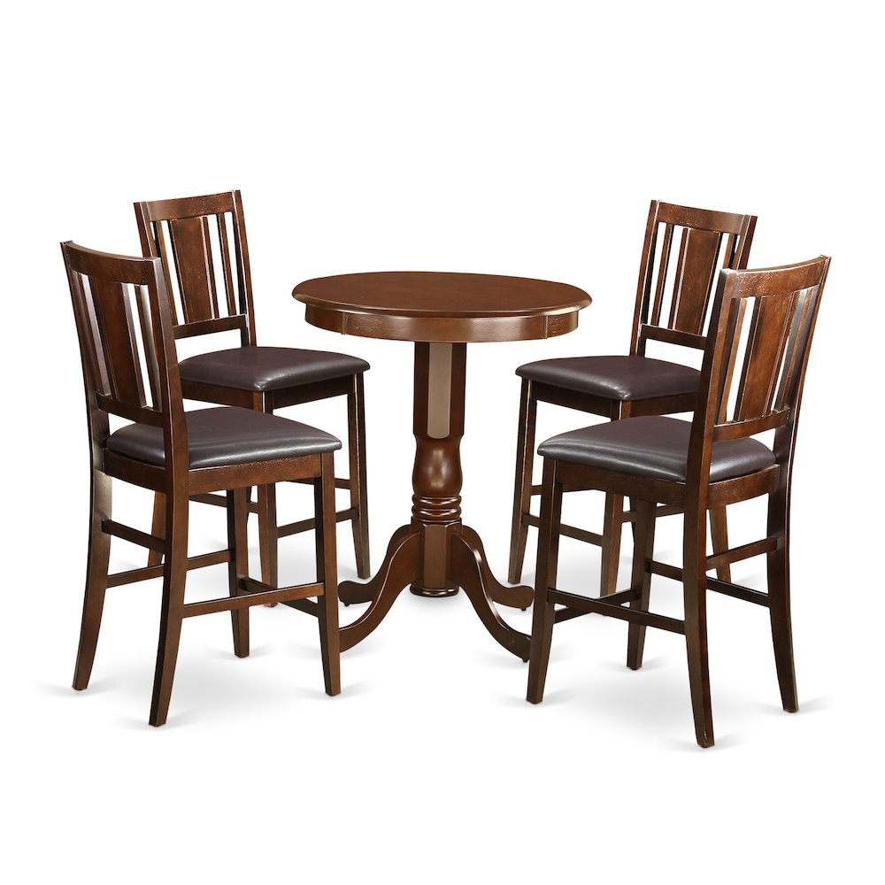 5  Pc  counter  height  Table  and  chair  set-pub  Table  and  4  bar  stools  with  backs. Picture 1