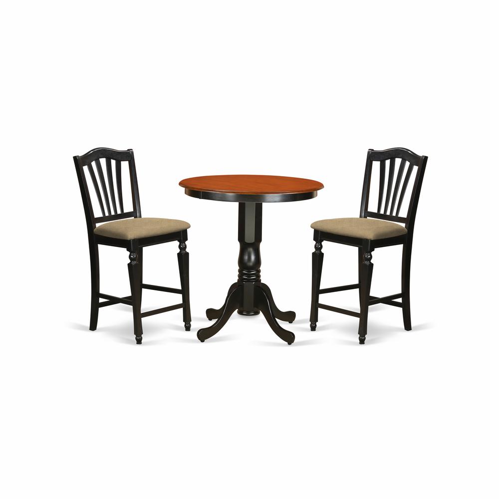 EDCH3-BLK-C 3 Pc counter height pub set - counter height Table and 2 Dining Chairs.. Picture 1