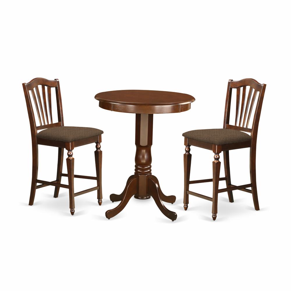 EDCH3-MAH-C 3 Pc pub Table set-pub Table and 2 Kitchen Dining Chairs.. Picture 1