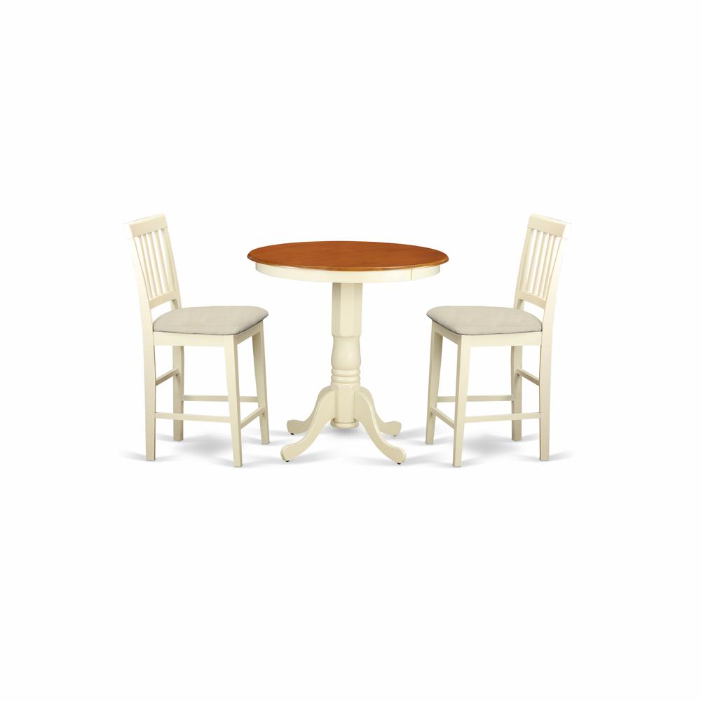EDVN3-WHI-C 3 Pcpub Table set - high top Table and 2 dinette Chairs.. Picture 1