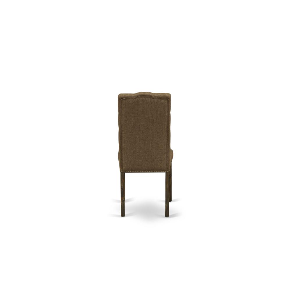 5- pc dining table set with Chair’s Legs and Brown Beige Linen Fabric. Picture 16