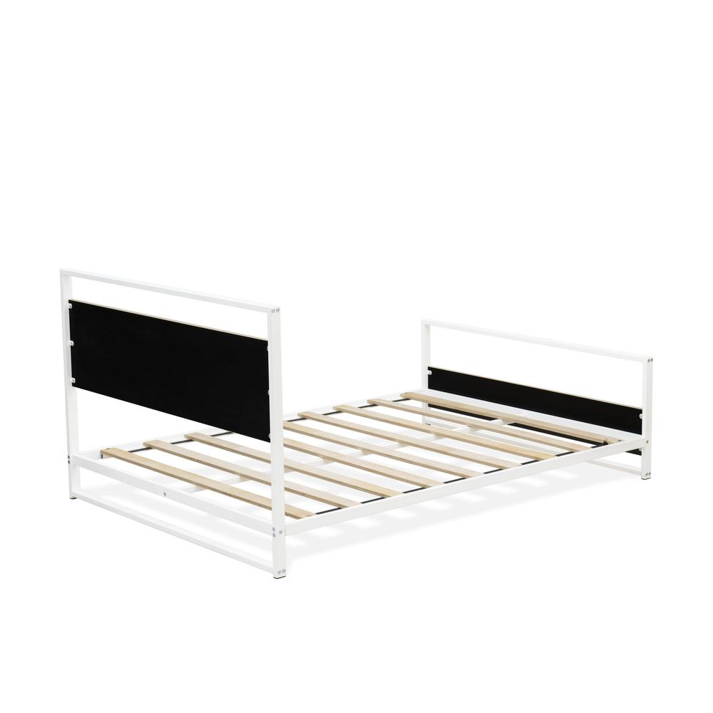 Erie Platform Bed Frame with 4 Metal Legs - High-class Bed in Powder Coating White Color and White Wood laminate. Picture 6