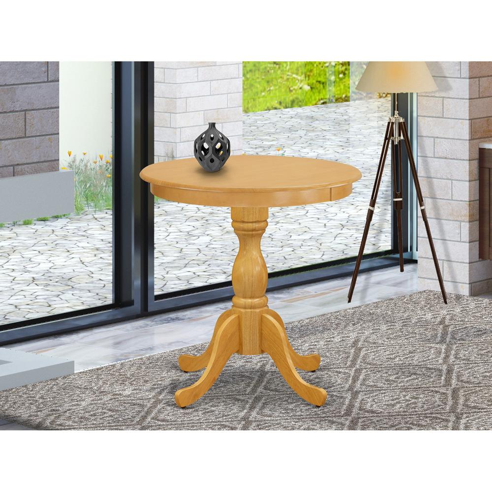 EST-OAK-TP East West Furniture Beautiful Small Table with Oak Color Table Top Surface and Asian Wood Small Dining Table Wooden Legs - Oak Finish. Picture 1