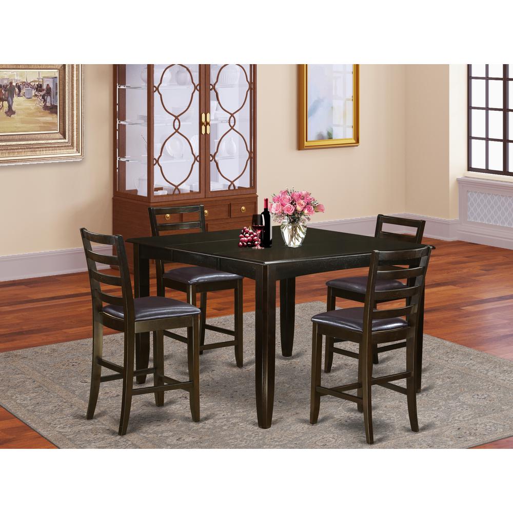 5  PC  Counter  height  Table  set-  Table  and  4  Leather  Stools. Picture 1