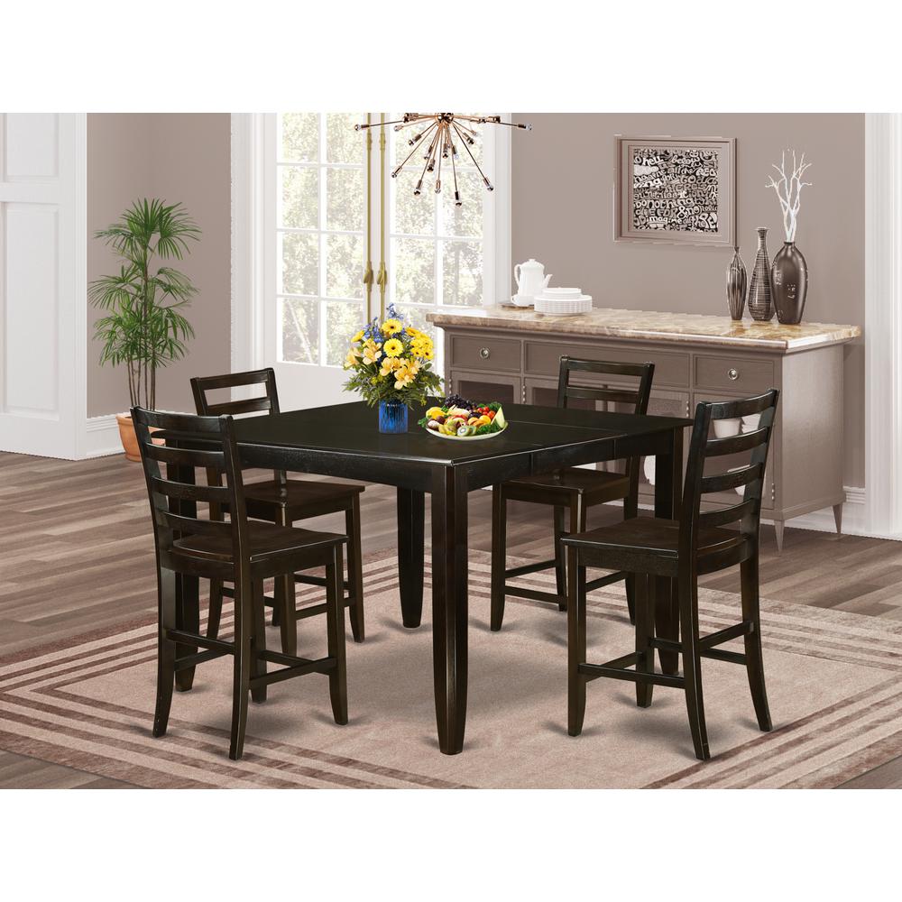 5 Pc Pub Table Set Square Table And 4 Kitchen Counter Chairs