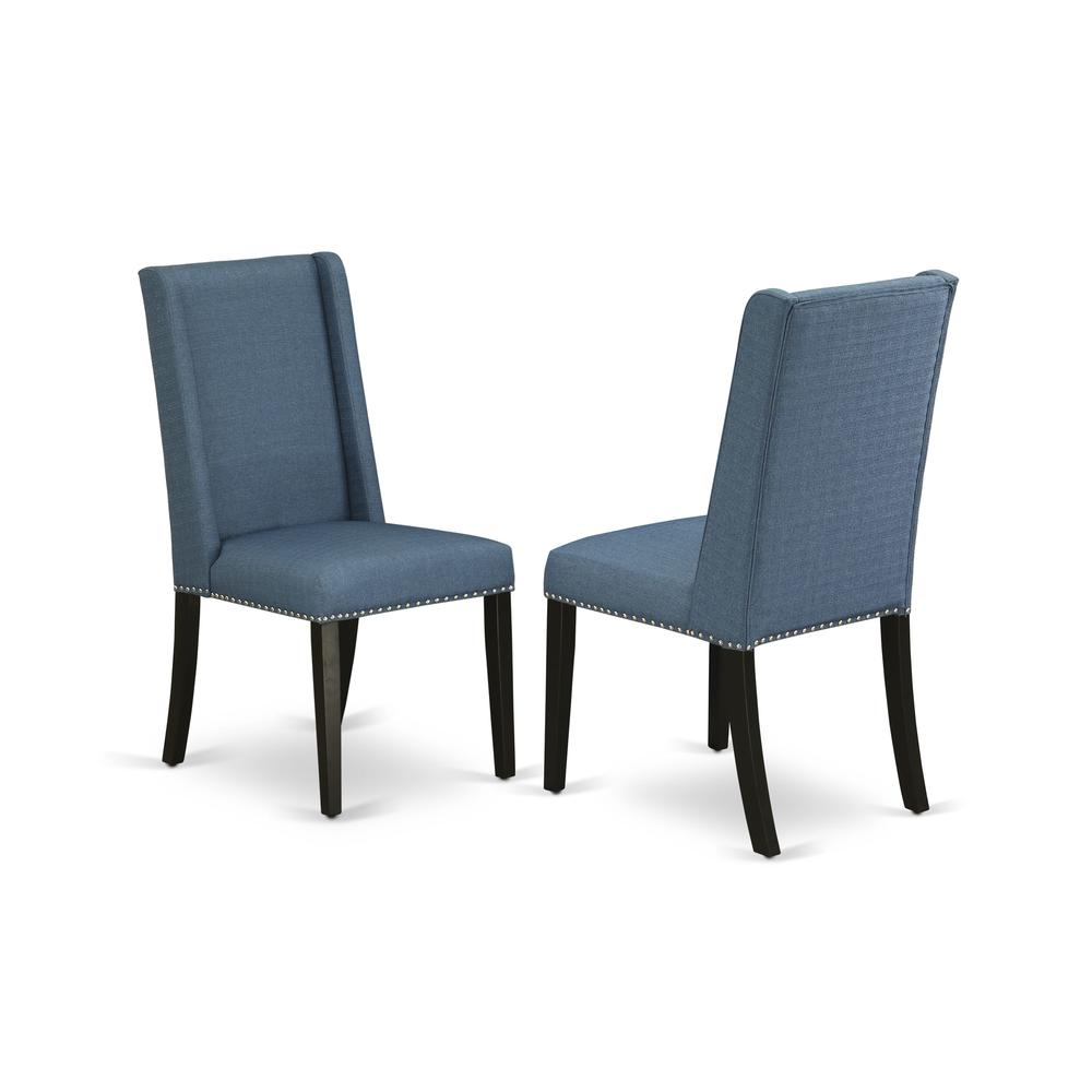 7-pc dining set with Chair’s Legs and Mineral Blue Linen Fabric. Picture 11
