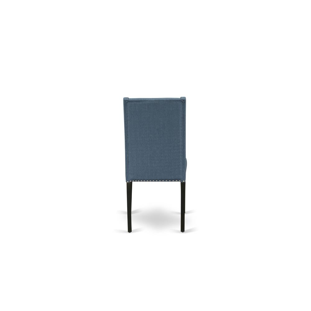 7-pc dining set with Chair’s Legs and Mineral Blue Linen Fabric. Picture 16