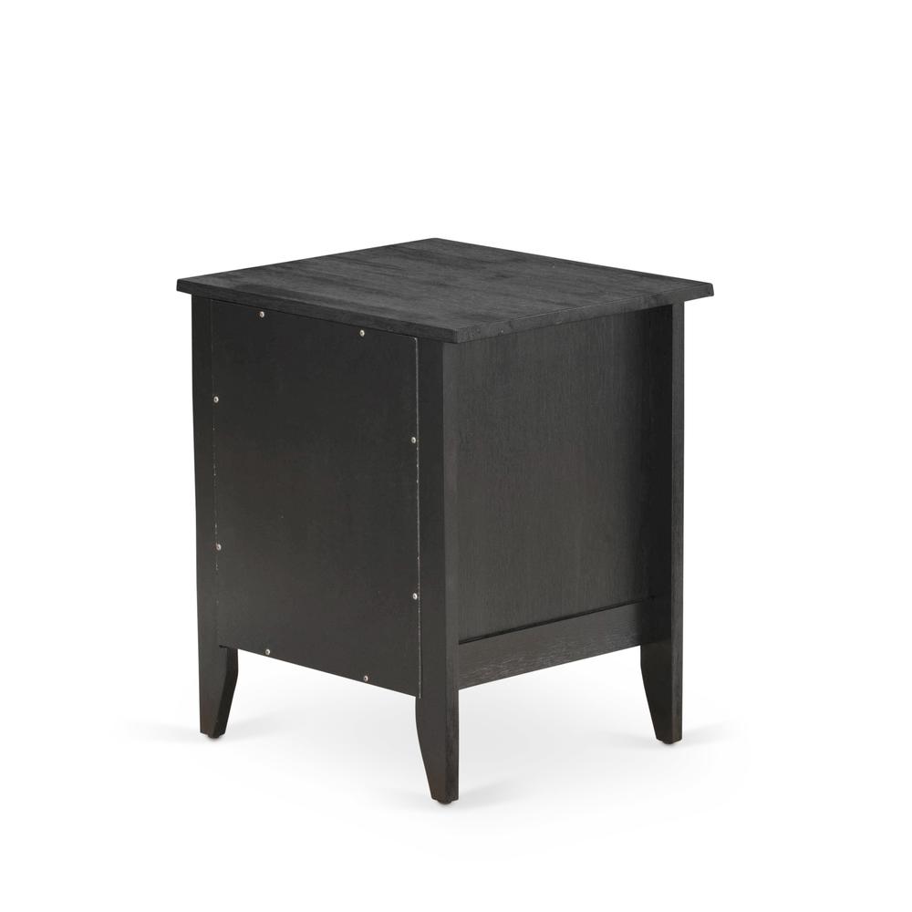 East West Furniture GA-06-ET Modern Nightstand Bedroom with 1 Wooden Drawer, Stable and Sturdy Constructed - Wire Brushed Black Finish. Picture 5