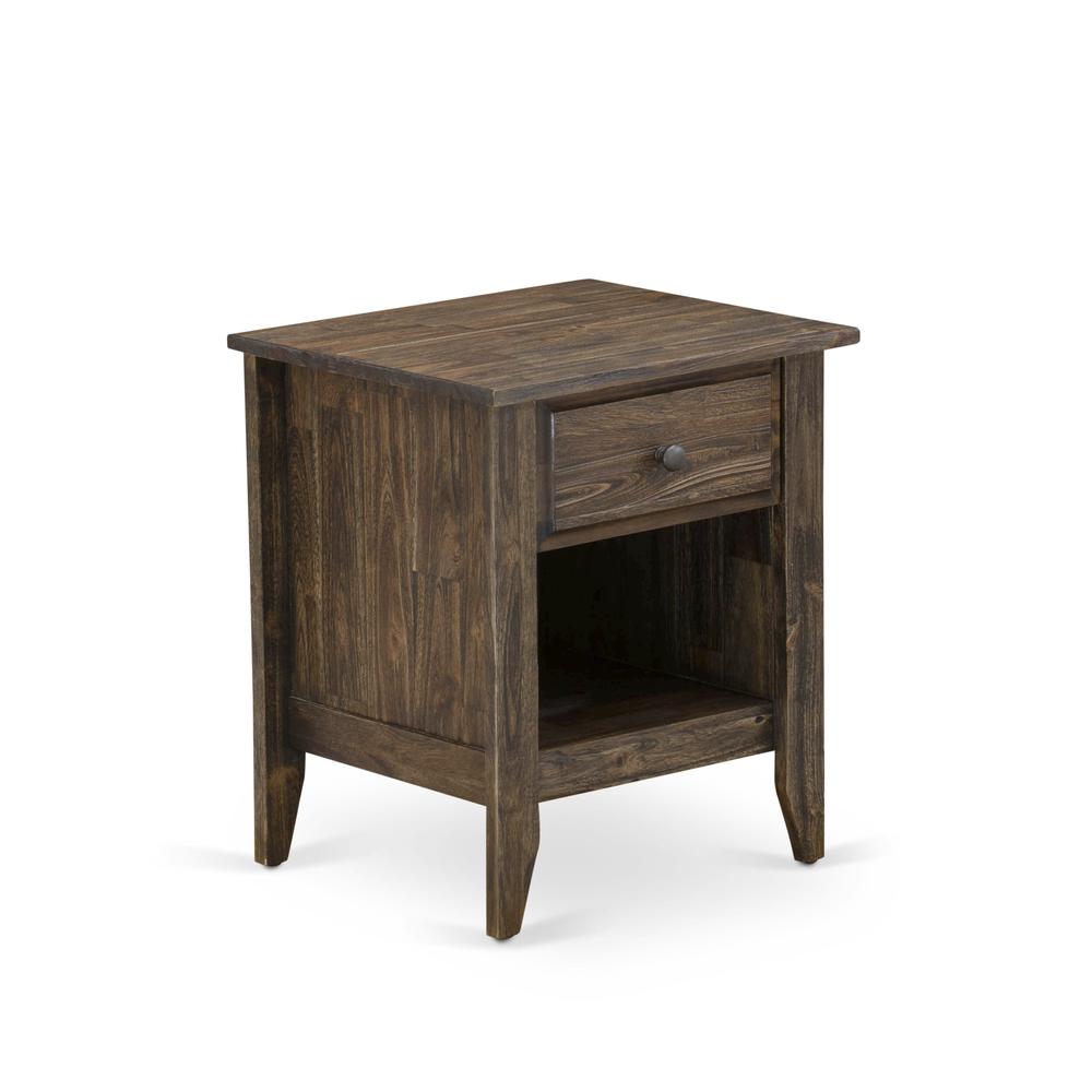 East West Furniture GA-07-ET Night stand For Bedroom with 1 Wooden Drawer, Stable and Sturdy Constructed - Distressed Jacobean Finish. Picture 3