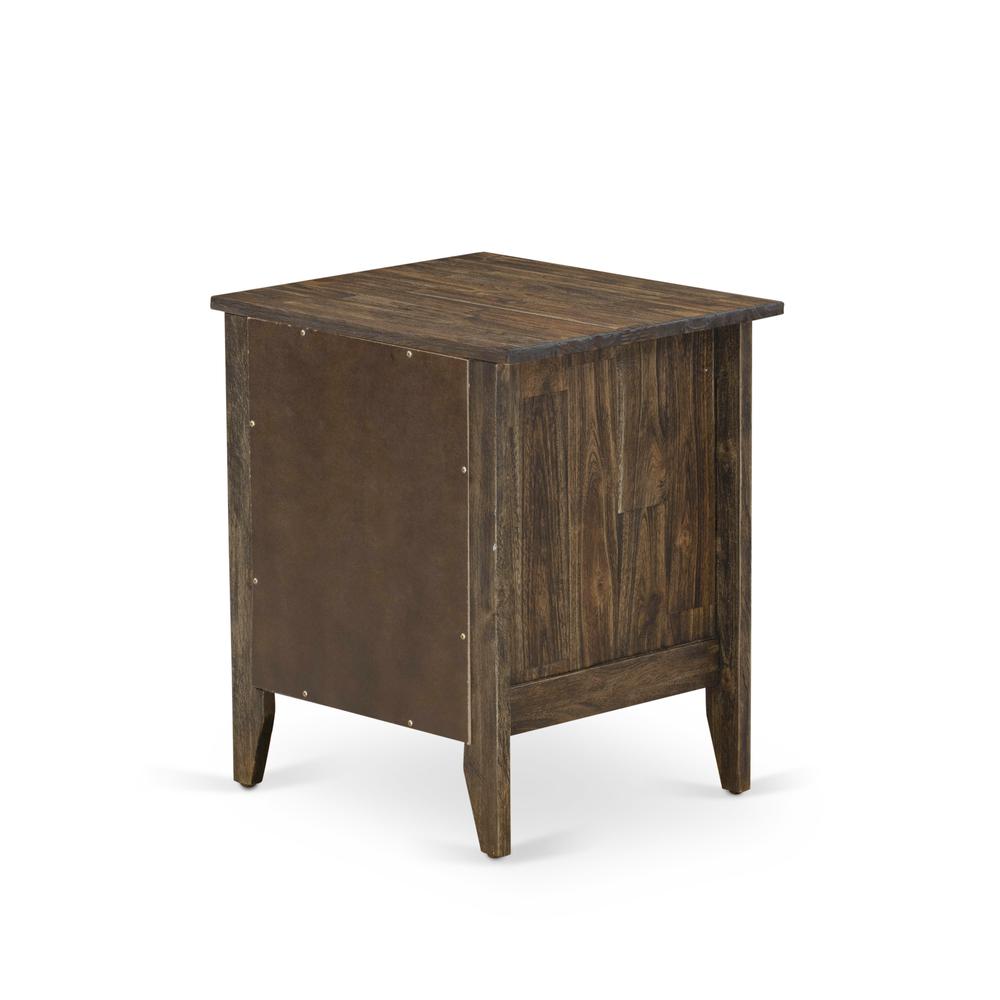 East West Furniture GA-07-ET Night stand For Bedroom with 1 Wooden Drawer, Stable and Sturdy Constructed - Distressed Jacobean Finish. Picture 5