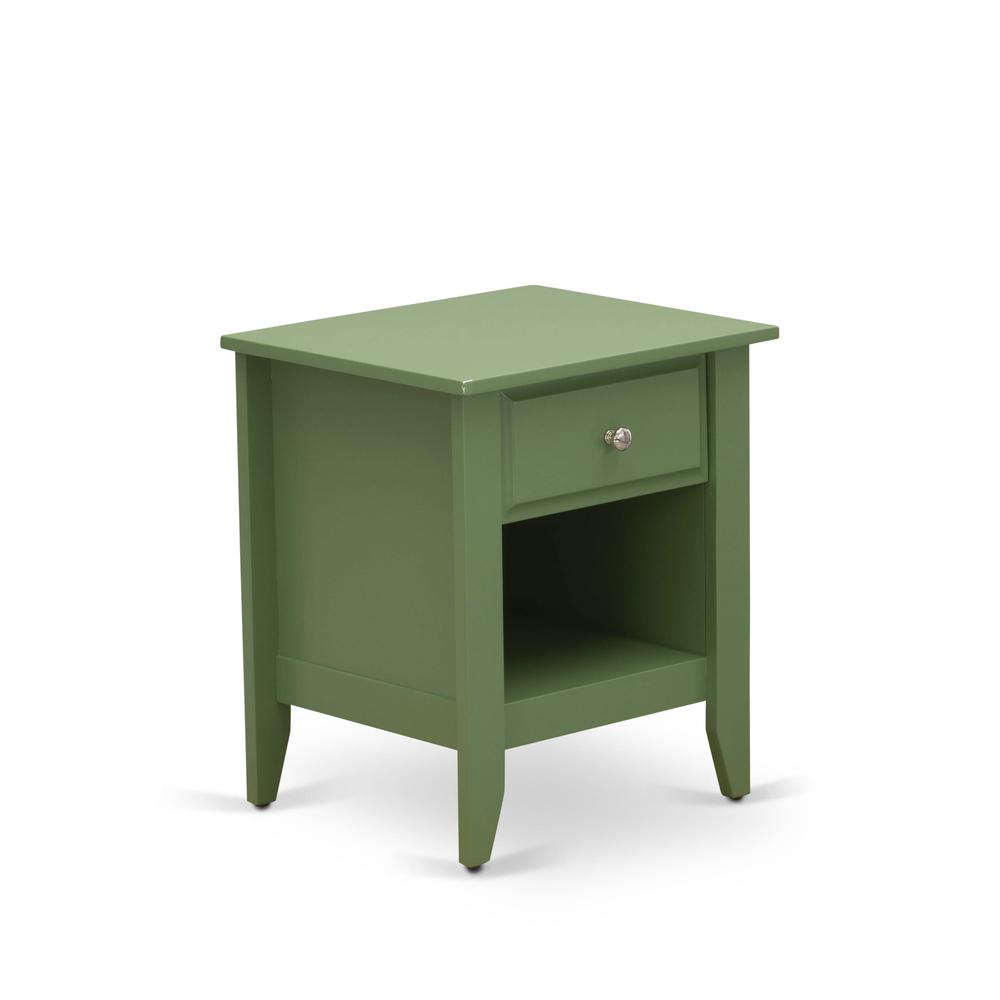 East West Furniture GA-12-ET Mid Century Night stand for Bedroom with 1 Wooden Drawer, Stable and Sturdy Constructed - Clover Green Finish. Picture 3