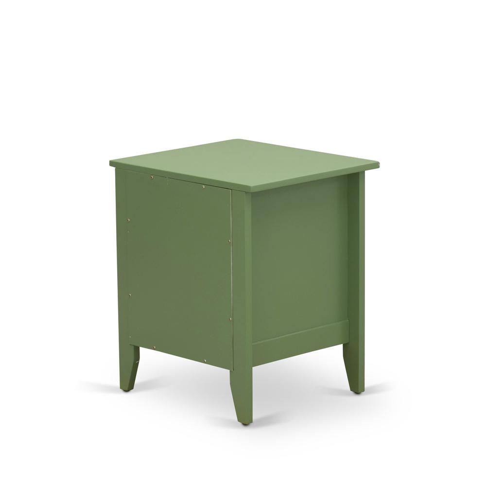 East West Furniture GA-12-ET Mid Century Night stand for Bedroom with 1 Wooden Drawer, Stable and Sturdy Constructed - Clover Green Finish. Picture 5