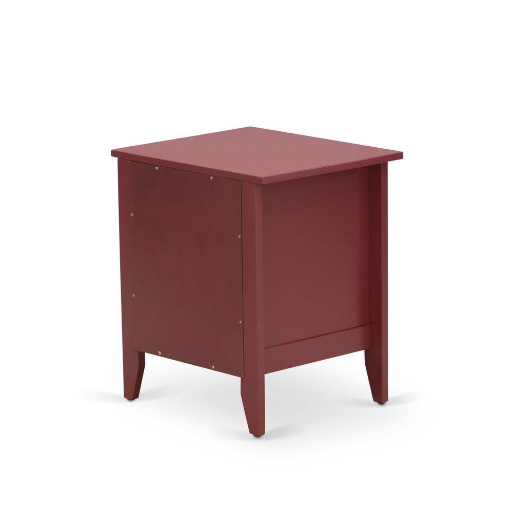 East West Furniture GA-13-ET Wooden Night Stand for bedroom with 1 Wooden Drawer, Stable and Sturdy Constructed - Burgundy Finish. Picture 5