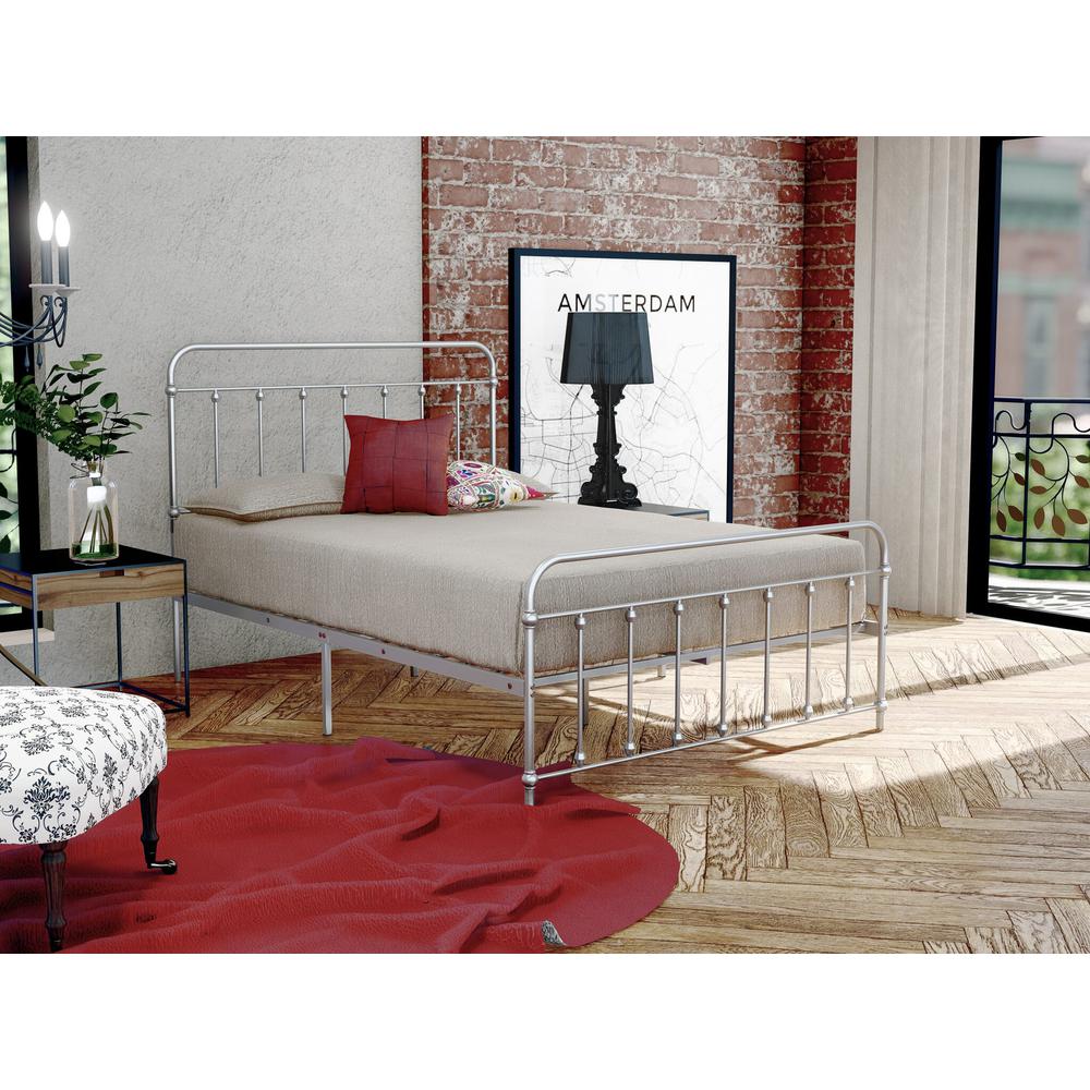 Garland Full Bed Frame with 6 Metal Legs - Magnificent Bed Frame in Powder Coating Silver Color. Picture 1