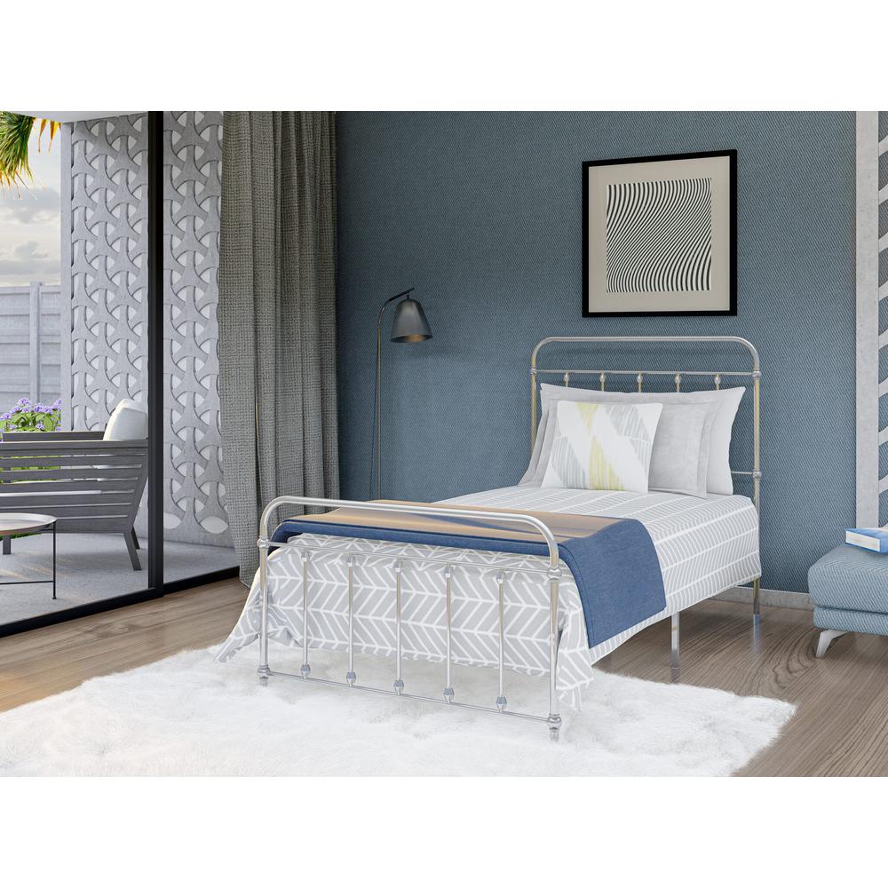 Garland Twin Bed Frame with 6 Metal Legs - Deluxe Bed Frame in Powder Coating Silver Color. Picture 1