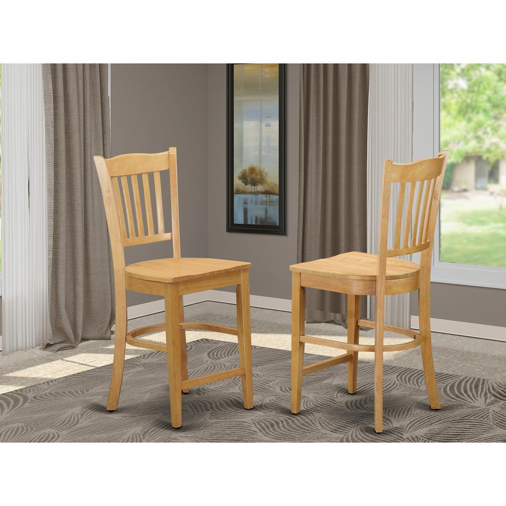 Groton  Counter  Stools  With  Wood  Seat  In  Oak  Finish,  Set  of  2. Picture 1