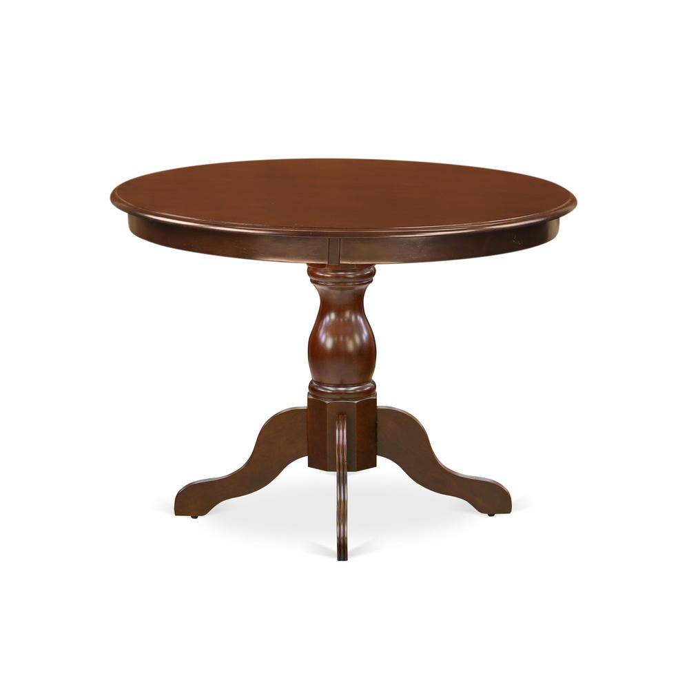 HBT-MAH-TP East West Furniture Gorgeous Dinette Table with Mahogany Color Table Top Surface and Asian Wood Dining Table Pedestal Legs - Mahogany Finish. Picture 2