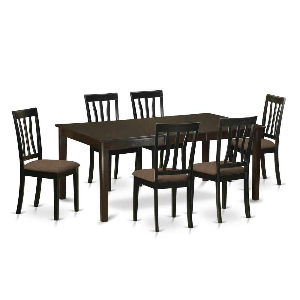 HEAN7-CAP-C 7 Pc Dining set-Dining Table with Leaf and 6 Kitchen Chairs.. Picture 1