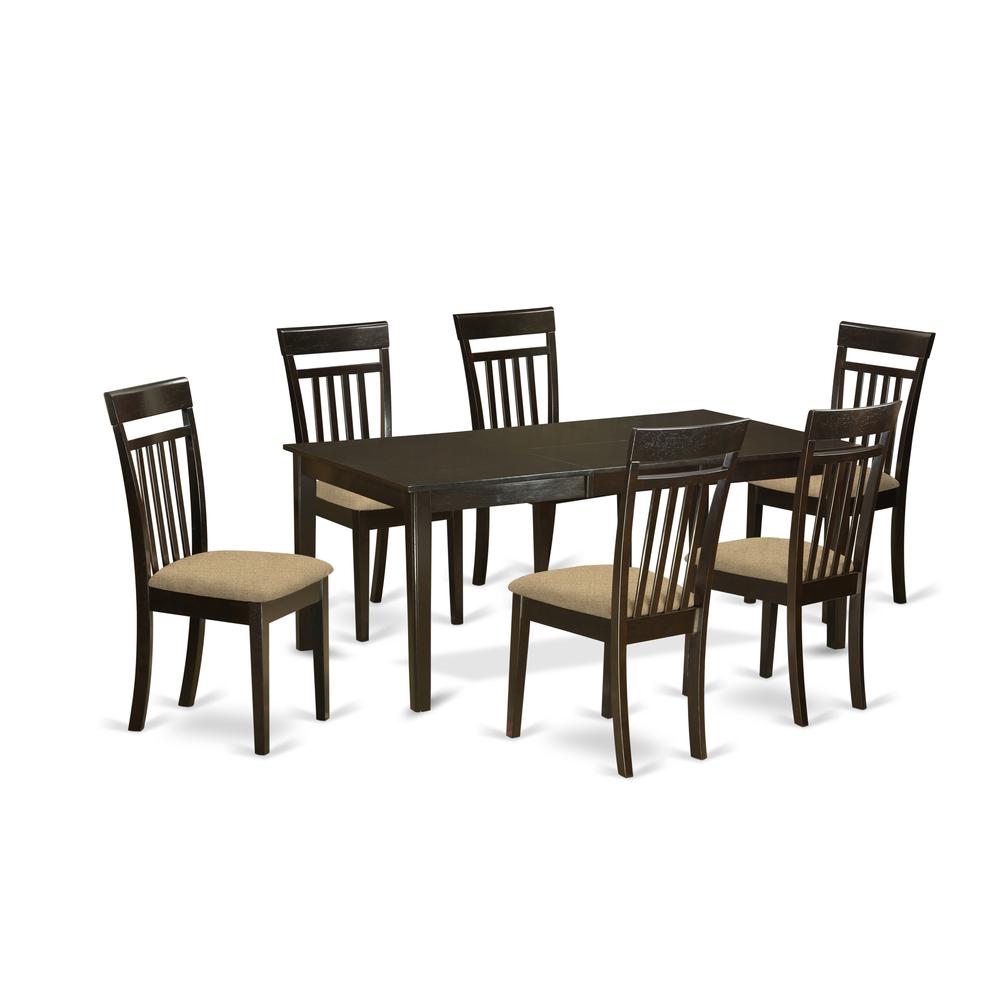 HECA7-CAP-C 7 Pc formal Dining room set-Dinette Table featuring Leaf and 6 Dining Chairs.. Picture 1