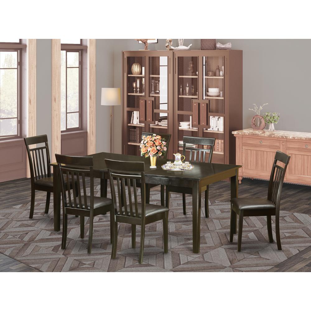7  Pc  Dining  room  set-Table  with  Leaf  and  6  Dinette  Chairs.. Picture 1