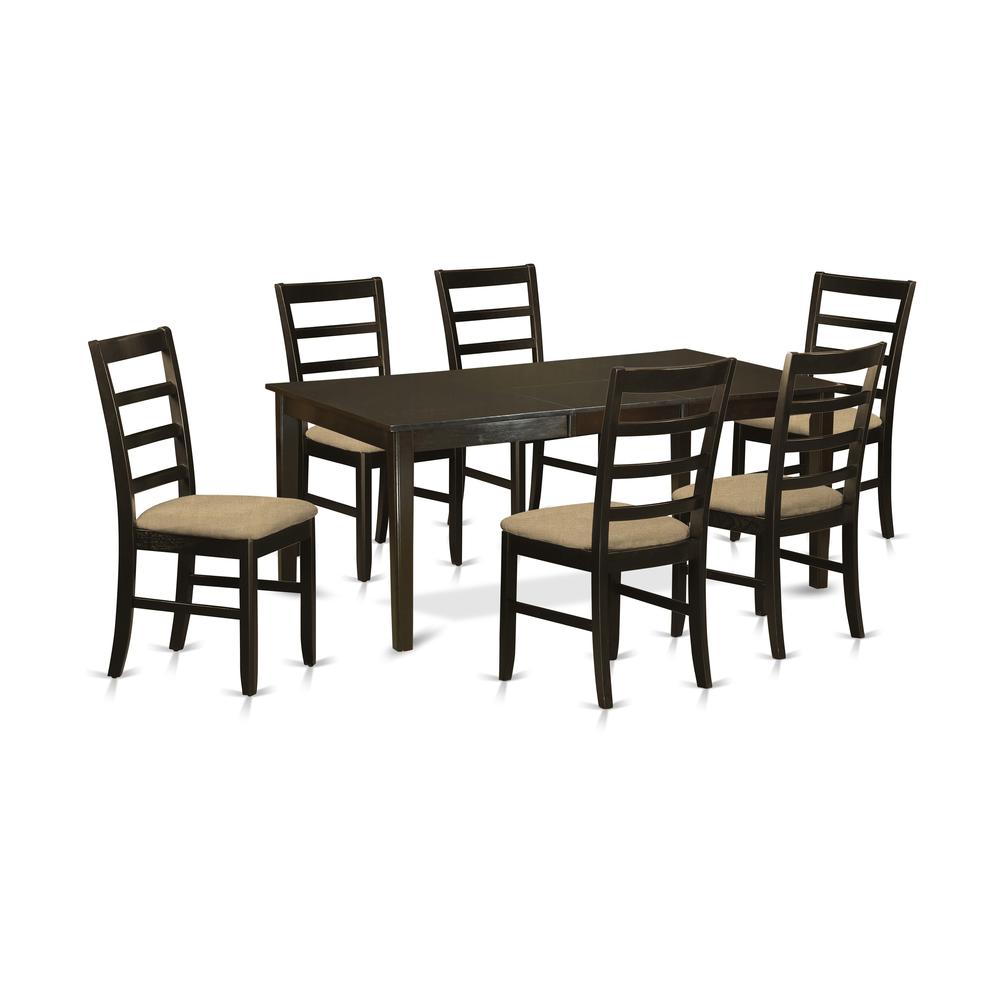 HEPF7-CAP-C 7 PC Dining room set-Dinette Table with Leaf and 6 Dining Chairs.. Picture 1