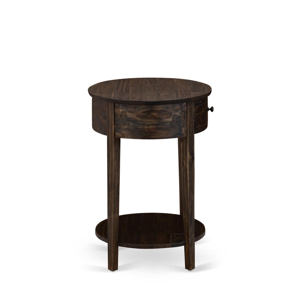 HI-07-ET Small End Table with 1 Wood Drawer, Stable and Sturdy Constructed - Distressed Jacobean Finish. Picture 5