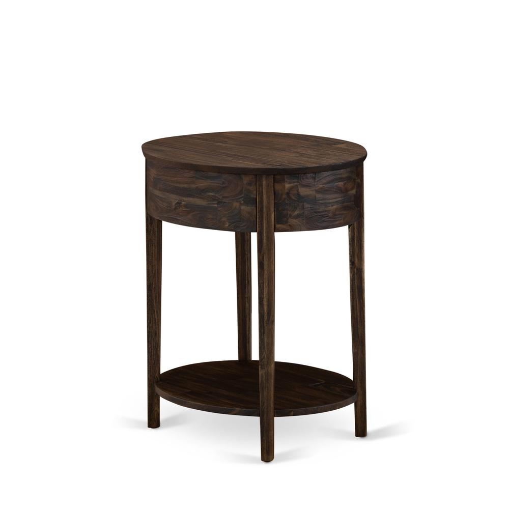 HI-07-ET Small End Table with 1 Wood Drawer, Stable and Sturdy Constructed - Distressed Jacobean Finish. Picture 6