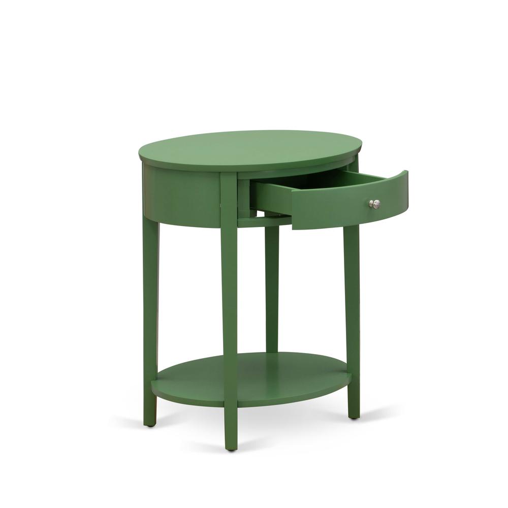 HI-12-ET Mid Century Modern Nightstand with 1 Wood Drawer, Stable and Sturdy Constructed - Clover Green Finish. Picture 4