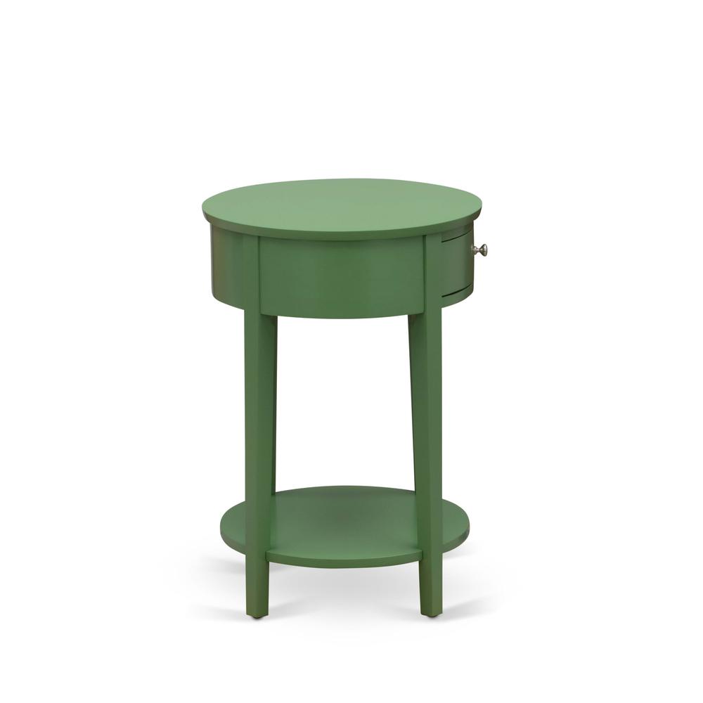 HI-12-ET Mid Century Modern Nightstand with 1 Wood Drawer, Stable and Sturdy Constructed - Clover Green Finish. Picture 5