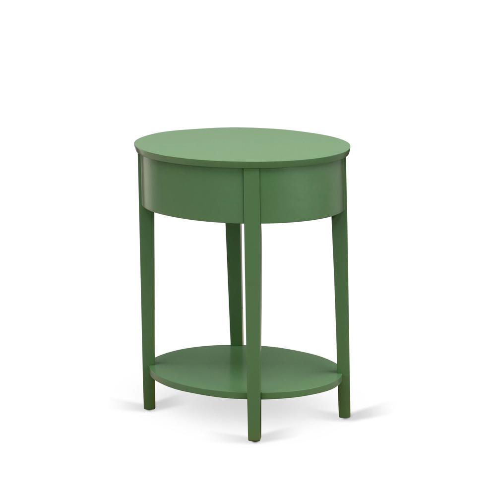 HI-12-ET Mid Century Modern Nightstand with 1 Wood Drawer, Stable and Sturdy Constructed - Clover Green Finish. Picture 6
