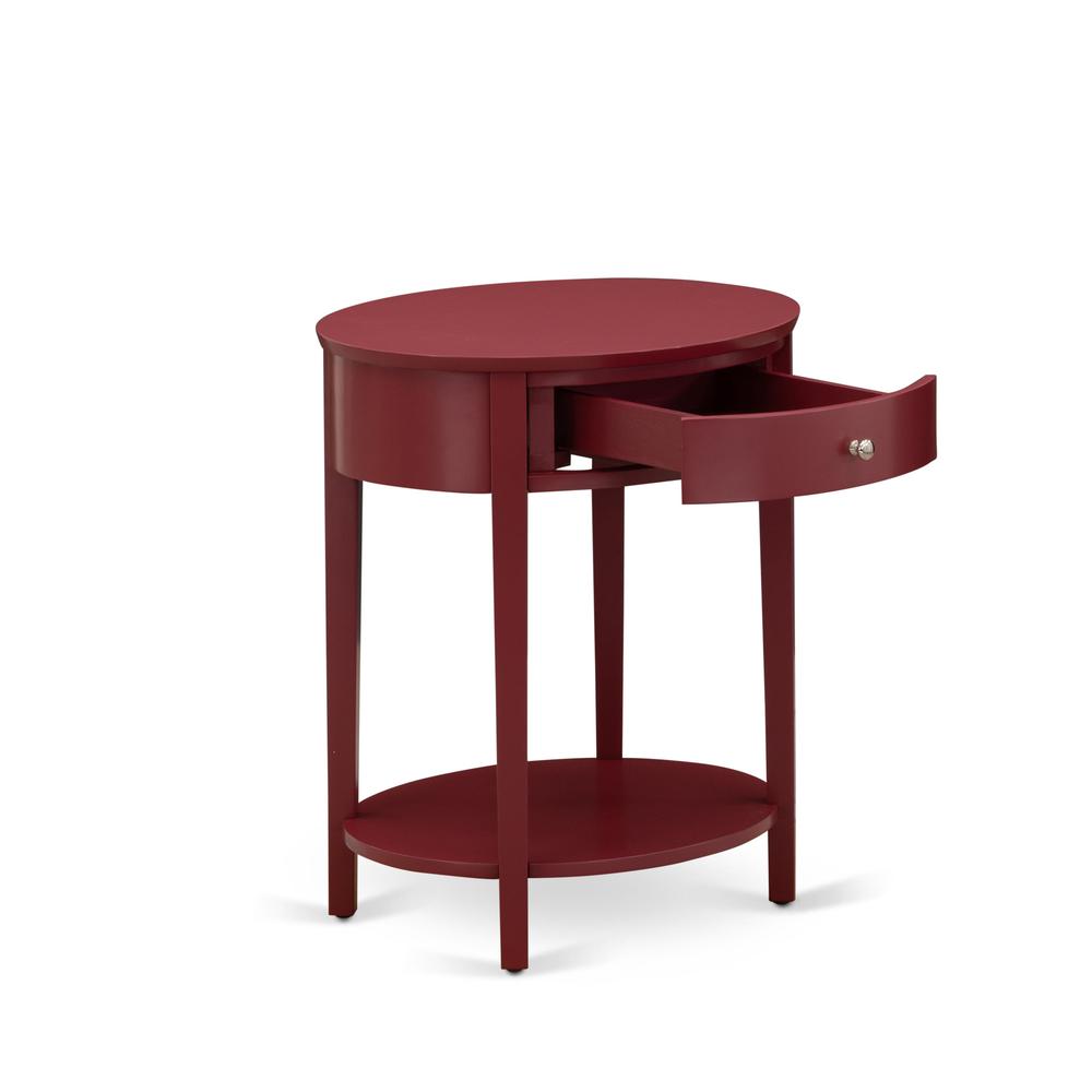 HI-13-ET Modern End Table with 1 Wooden Drawer, Stable and Sturdy Constructed - Burgundy Finish. Picture 4