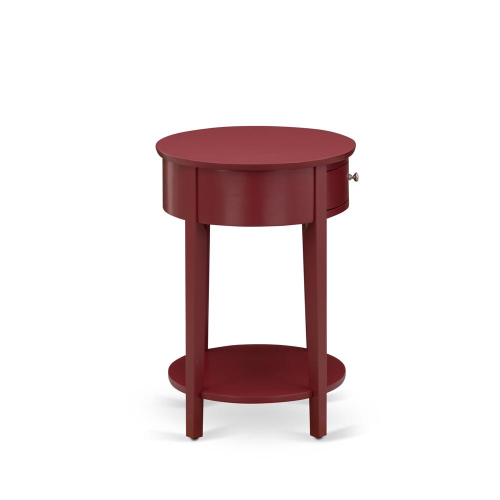 HI-13-ET Modern End Table with 1 Wooden Drawer, Stable and Sturdy Constructed - Burgundy Finish. Picture 5