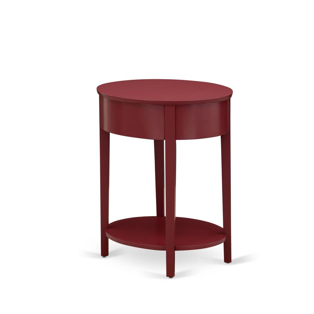 HI-13-ET Modern End Table with 1 Wooden Drawer, Stable and Sturdy Constructed - Burgundy Finish. Picture 6