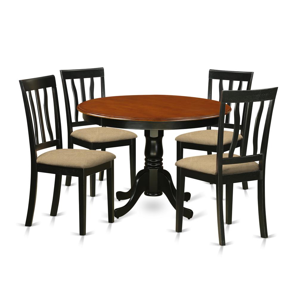 HLAN5-BCH-C 5 Pc set with a Dining Table and 4 Dinette Chairs in Black. Picture 1
