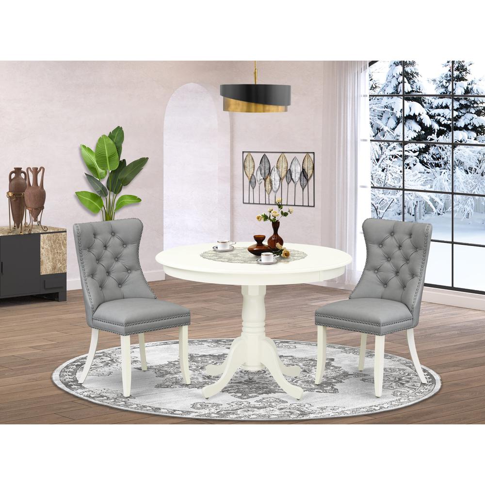 3 Piece Kitchen Table & Chairs Set Contains a Round Dining Table with Pedestal. Picture 1