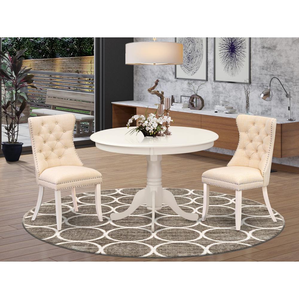 3 Piece Dining Room Table Set Contains a Round Kitchen Table with Pedestal. Picture 1
