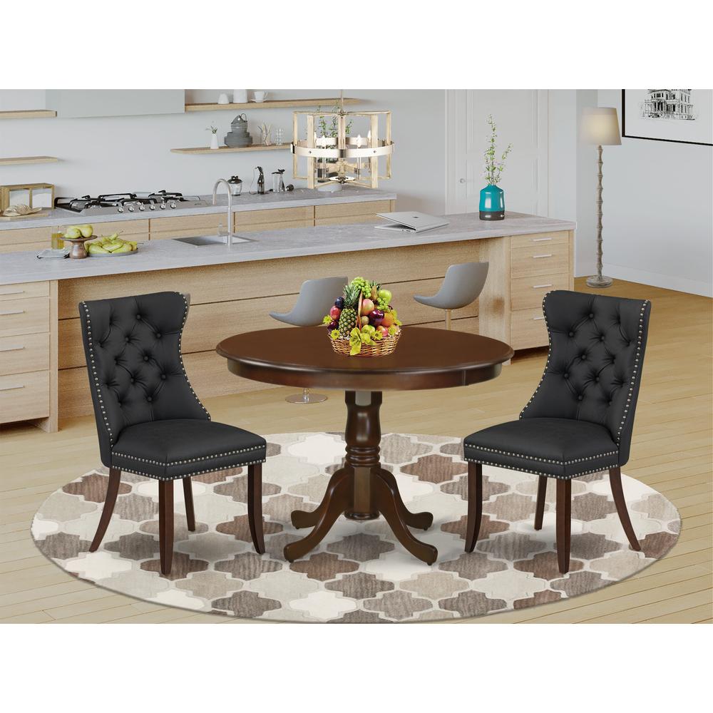 3 Piece Dining Table Set Contains a Round Kitchen Table with Pedestal. Picture 1