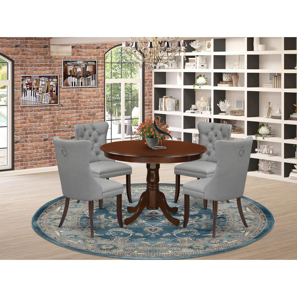 5 Piece Kitchen Table Set Consists of a Round Dining Table with Pedestal. Picture 1