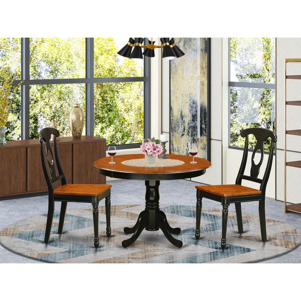 3  Pc  set  with  a  Round  Small  Table  and  2  Wood  Dinette  in  Black  and  Cherry  .. Picture 1
