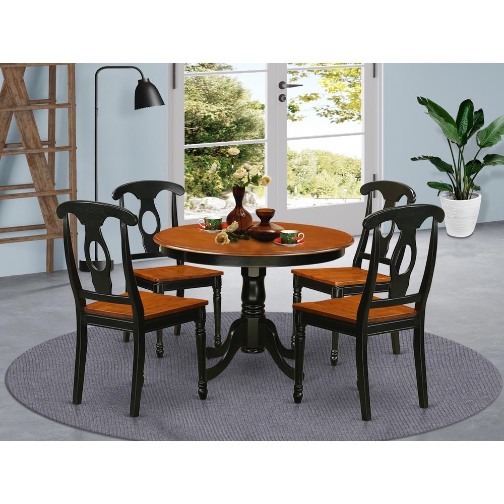 5  Pc  set  with  a  Round  Dinette  Table  and  4  Leather  Kitchen  Chairs  in  Black  and  Cherry  .. Picture 1