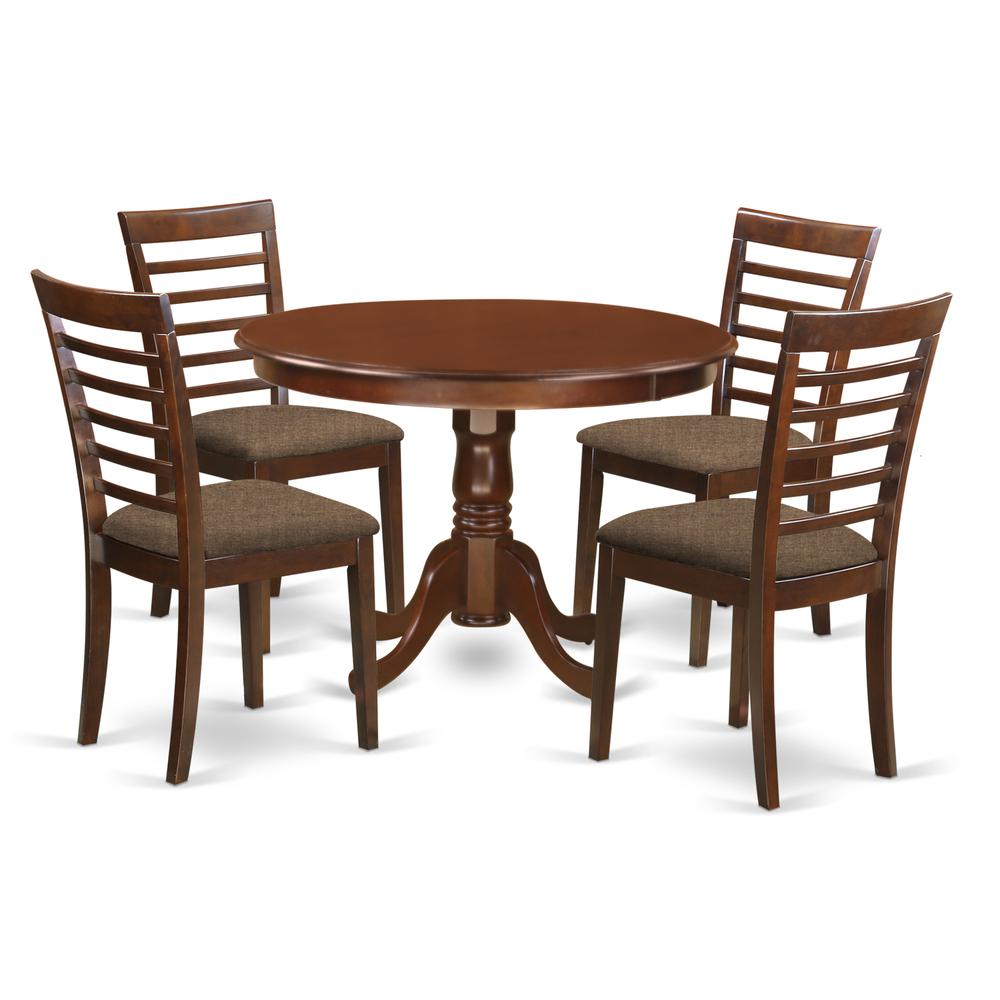 HLML5-MAH-C 5 Pc set with a Kitchen Table and 4 Kitchen Chairs in Mahogany. Picture 1