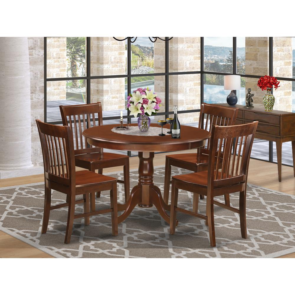 5  Pc  set  with  a  Round  Small  Table  and  4  Wood  Dinette  Chairs  in  Mahogany. Picture 1